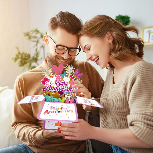 3D PopUp Anniversary Card for Couples with Note Card